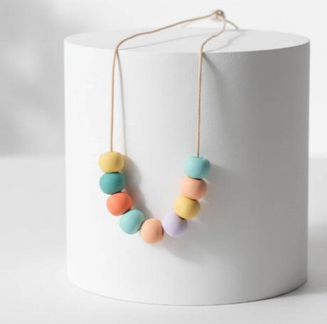 Colourful Bead Necklace | Adjustable Long Pastel Clay Necklace