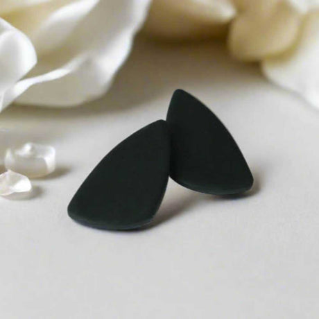 Black Geometric Statement Stud Earrings for Women