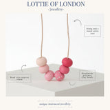 Pink Long Bead Necklace – Colourful Minimalist Adjustable Jewellery