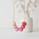Pink Long Bead Necklace – Colourful Minimalist Adjustable Jewellery