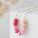 Pink Long Bead Necklace – Colourful Minimalist Adjustable Jewellery