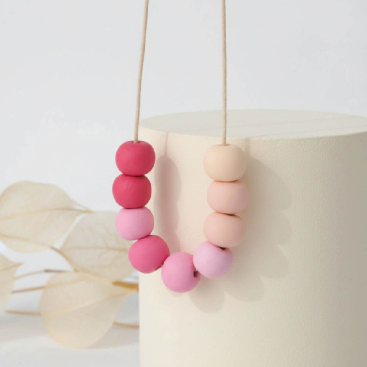 Pink Long Bead Necklace – Colourful Minimalist Adjustable Jewellery