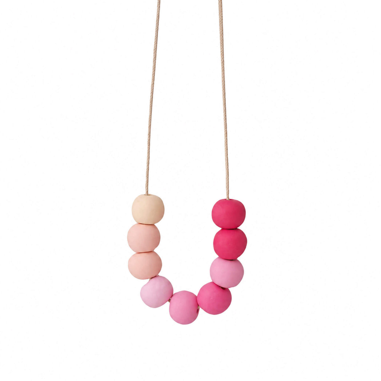 Pink Long Bead Necklace – Colourful Minimalist Adjustable Jewellery