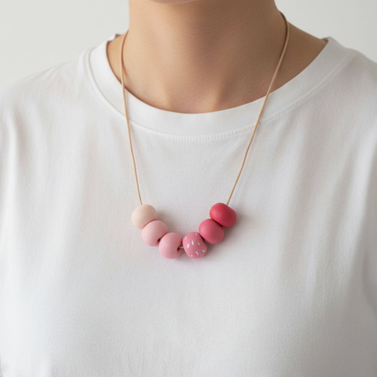Pink Long Bead Necklace – Colourful Minimalist Adjustable Jewellery