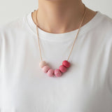 Pink Long Bead Necklace – Colourful Minimalist Adjustable Jewellery