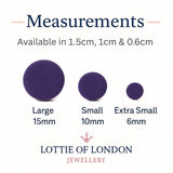 purple plum stud earrings size guide handmade at lottie of london 