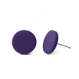 purple plum stud earrings, large, handmade at lottie of london jewellery