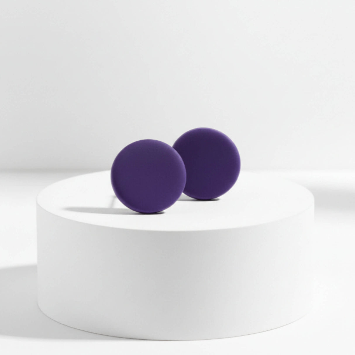 purple plum small clay stud earrings handmade at lottie of london 
