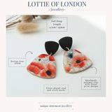 Poppy Drop Earrings for Women Floral Print | Limited Edition