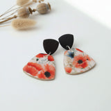 Poppy Drop Earrings for Women Floral Print | Limited Edition