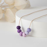 Purple Long Bead Necklace - Colourful Adjustable Handmade Jewellery