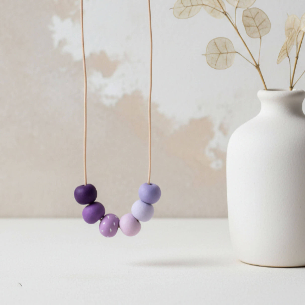Purple Long Bead Necklace - Colourful Adjustable Handmade Jewellery
