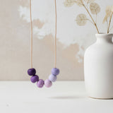Purple Long Bead Necklace - Colourful Adjustable Handmade Jewellery