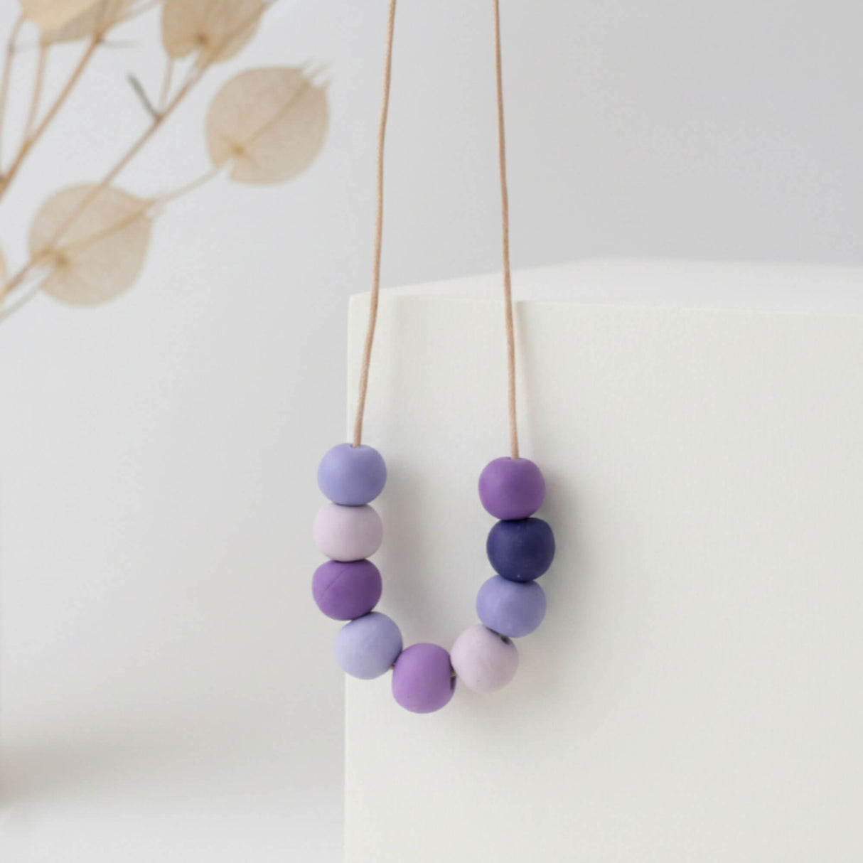 Purple Long Bead Necklace - Colourful Adjustable Handmade Jewellery