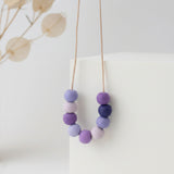 Purple Long Bead Necklace - Colourful Adjustable Handmade Jewellery