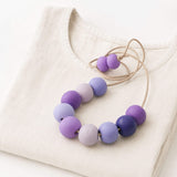 Purple Long Bead Necklace - Colourful Adjustable Handmade Jewellery
