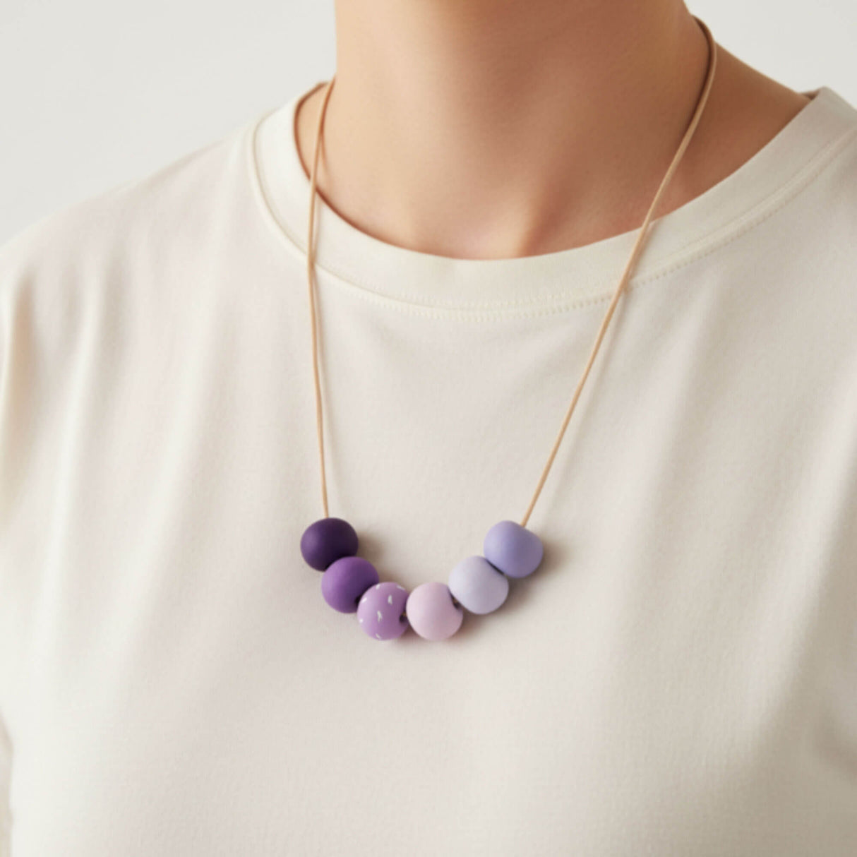 Purple Long Bead Necklace - Colourful Adjustable Handmade Jewellery
