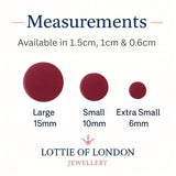 red berry stud earring sizes - handmade at Lottie Of London Jewellery