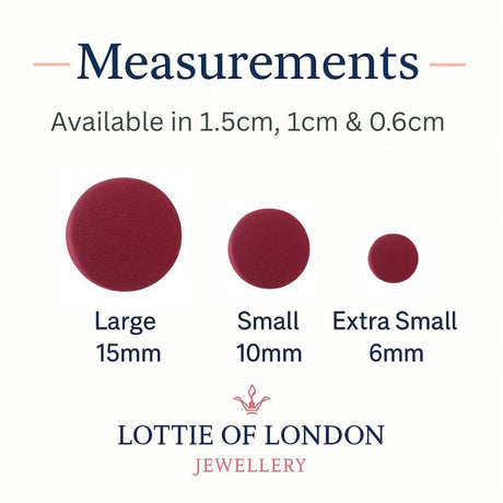 red berry stud earring sizes - handmade at Lottie Of London Jewellery