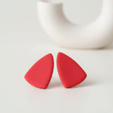 Red Geometric Statement Stud Earrings – Handmade Clay Jewellery
