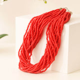 Red Multi-Strand Statement Necklace - Colourful Statement Jewellery