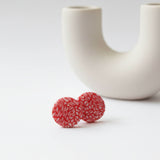 Red & White Pattern Stud Earrings | Minimalist Clay Studs