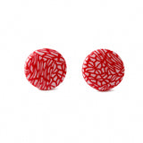Red & White Pattern Stud Earrings | Minimalist Clay Studs