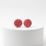Red & White Pattern Stud Earrings | Minimalist Clay Studs