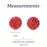 Red & White Pattern Stud Earrings | Minimalist Clay Studs