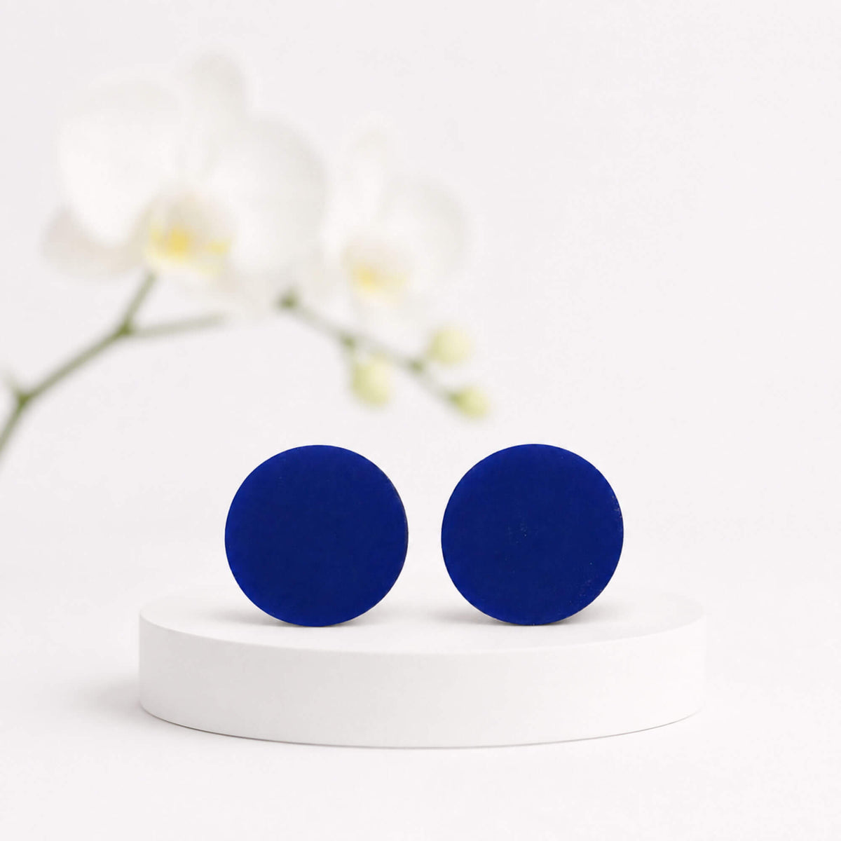 Royal Blue Stud Earrings | Minimalist Handmade Clay Jewellery