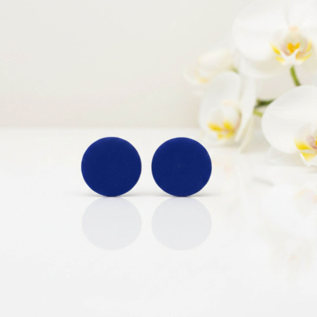 Royal Blue Stud Earrings | Minimalist Handmade Clay Jewellery