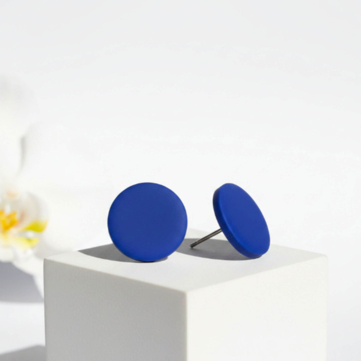 Royal Blue Stud Earrings | Minimalist Handmade Clay Jewellery