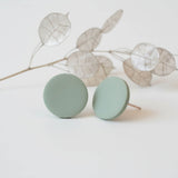 sage green stud earrings lifestyle handmade jewellery at Lottie of london