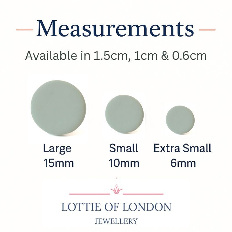 sage green large stud earrings size guide handmade jewellery at Lottie of london