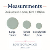 sage green large stud earrings size guide handmade jewellery at Lottie of london