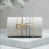 snowflake winter bracelet stack set at lottie of london