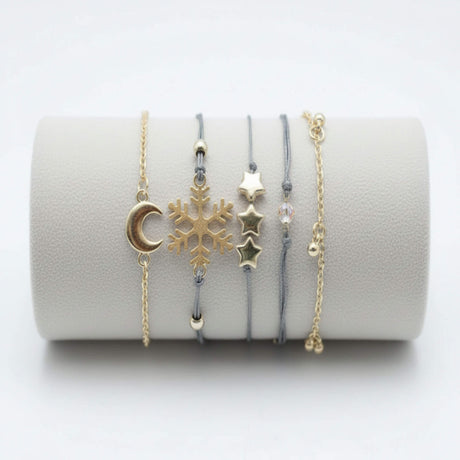 snowflake stacking bracelet set at lottie of london