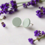 Round Stud Earrings for Women in Mint Green | Minimalist Clay Jewellery