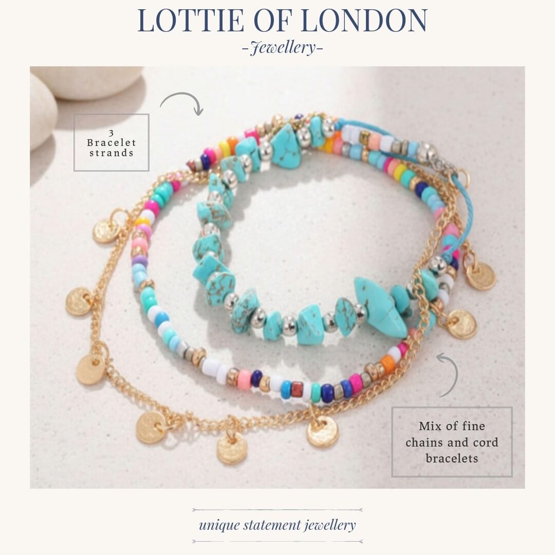 Summer boho stacking bracelets infographics at Lottie of London