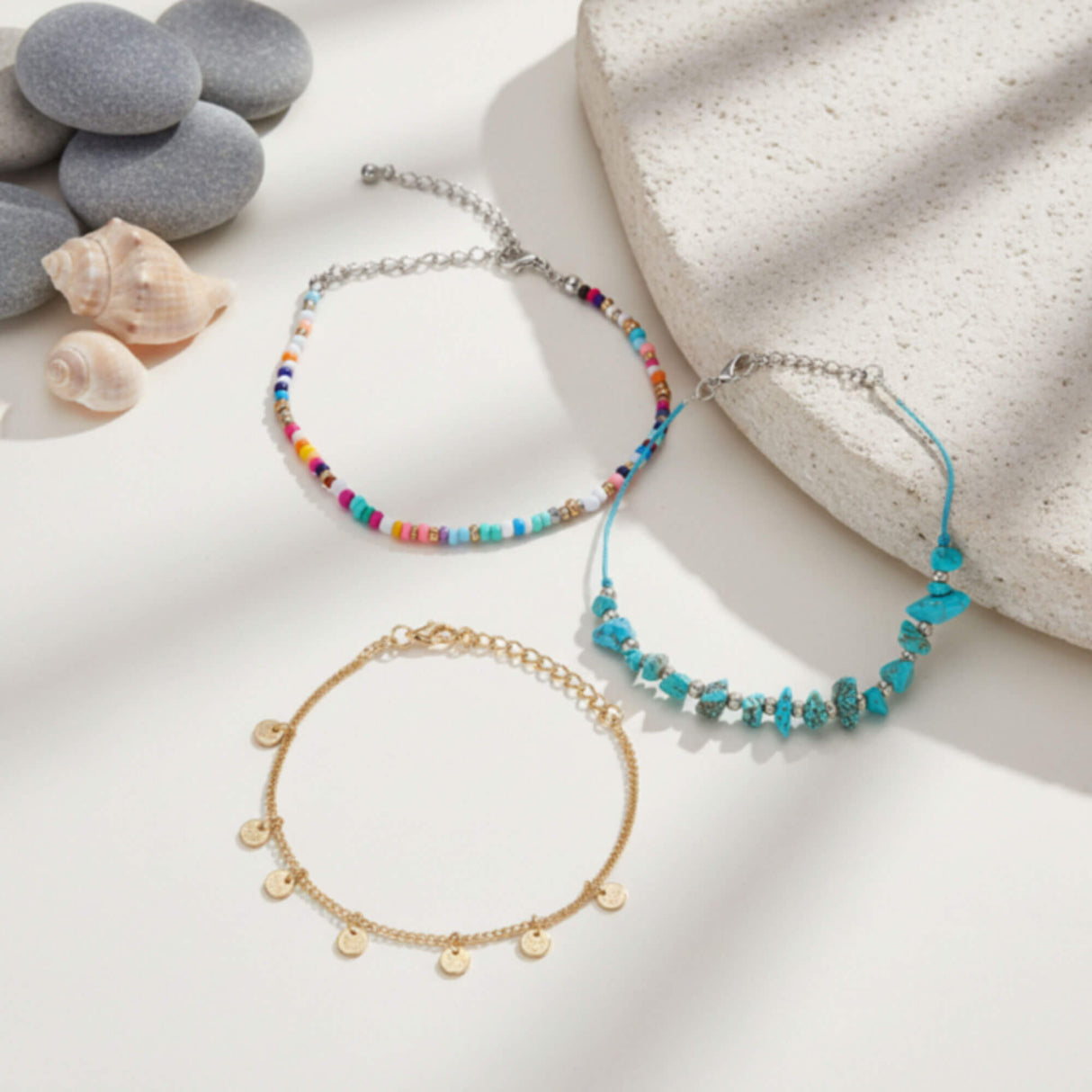 Summer boho stacking bracelets lifestyle at Lottie of London