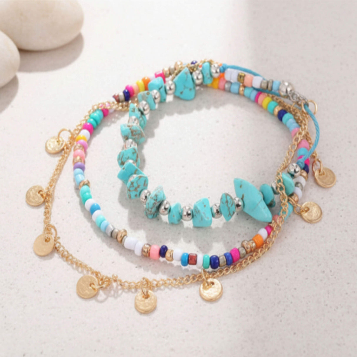 Summer boho layered bracelet set at Lottie of London