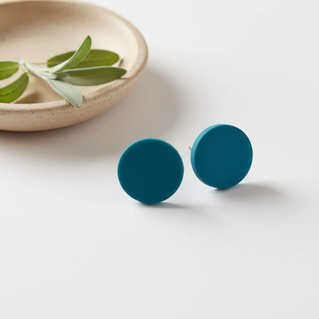 teal blue stud earrings -handmade at lottie of london jewellery