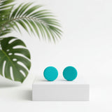 turquoise blue small stud earrings handmade clay jewellery at lottie of london 