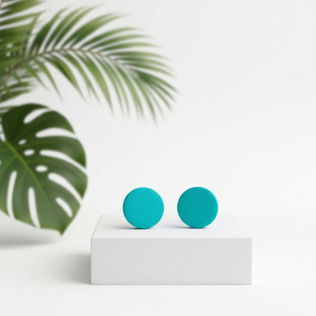 Turquoise Blue Stud Earrings – Minimalist Handmade Clay Jewellery