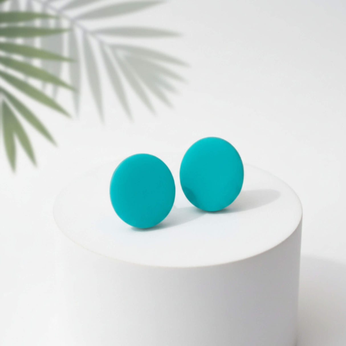 turquoise blue clay stud earrings handmade at lottie of london 