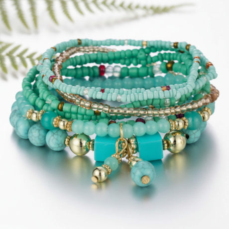 turquoise beaded boho stacking bracelet at Lottie of London