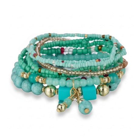 turquoise beaded bracelet stack at Lottie of London