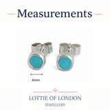 turquoise sterling silver small stud earrings size handmade at lottie of london 