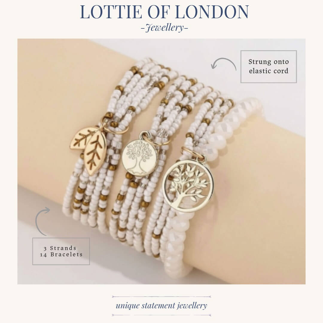 white and bronze stacking bracelet sizes - Lottie Of London Jewellery