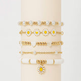 white daisy bracelet stack - lottie of london jewellery uk